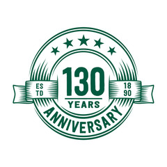 130 years logo design template. 130th anniversary vector and illustration.