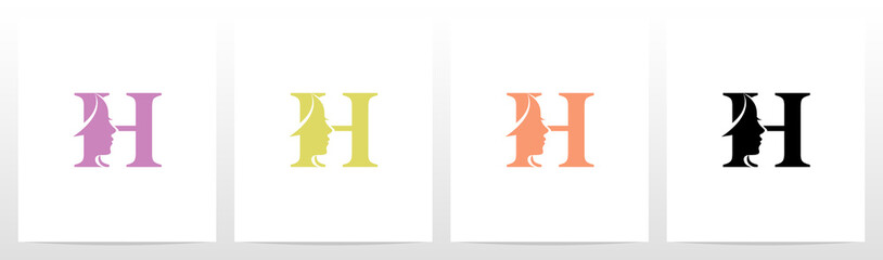 Woman Face On Letter Logo Design H