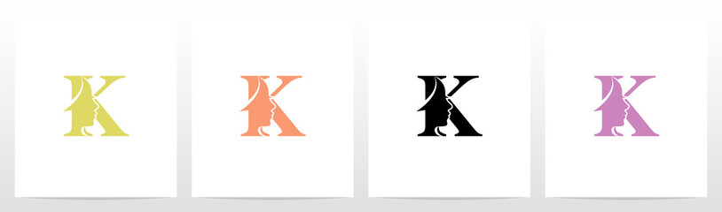Woman Face On Letter Logo Design K