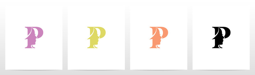 Obraz premium Woman Face On Letter Logo Design P