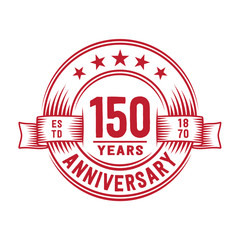 Fototapeta premium 150 years logo design template. 150th anniversary vector and illustration.
