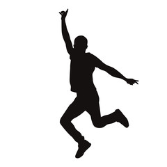 Fototapeta na wymiar Happy Excited Man Jumping Silhouette