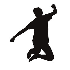 Happy Excited Man Jumping Silhouette
