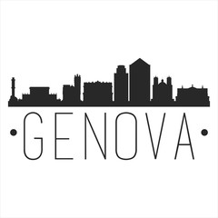 Fototapeta premium Genova Italy Skyline Silhouette Design City Vector Art Famous Buildings 