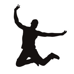 Happy Excited Man Jumping Silhouette