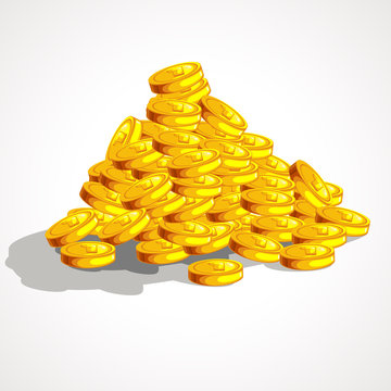 Pile Of Gold Coins. Pirate Gold. Vector Illustration.