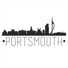 Fototapeta premium Portsmouth England. City Skyline. Silhouette City. Design Vector. Famous Monuments.
