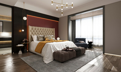 3d render of luxury hotel suite - obrazy, fototapety, plakaty
