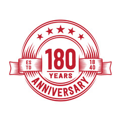 180 years logo design template. 180th anniversary vector and illustration.