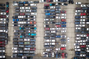 Aerial of Parked Cars