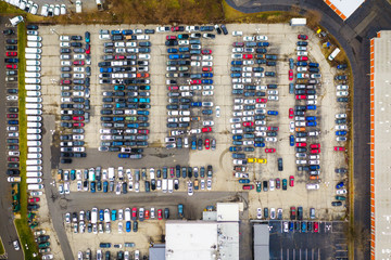 Aerial of Parked Cars