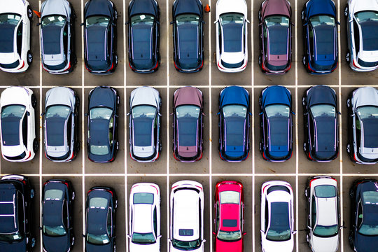 Fototapeta Aerial of Parked Cars
