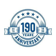 190 years logo design template. 190th anniversary vector and illustration.