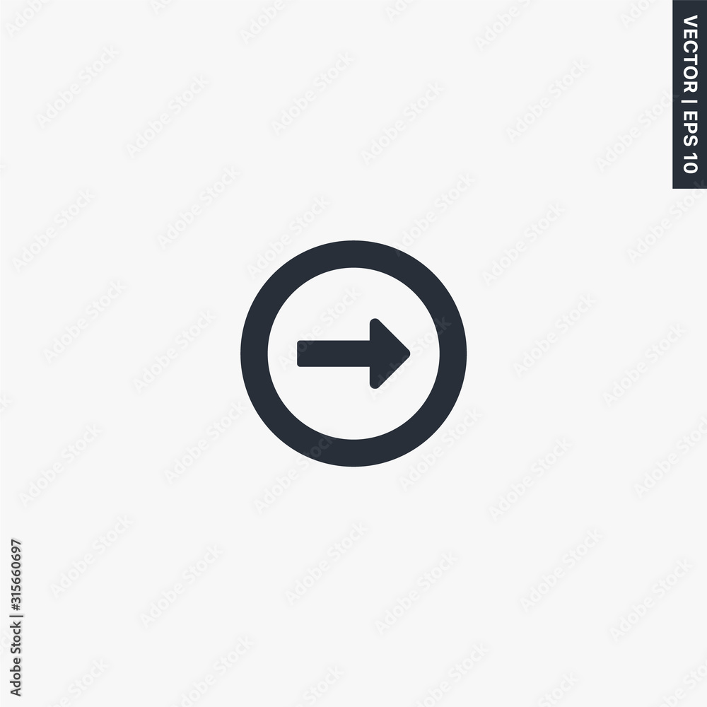 Poster right arrow icon, linear style sign for mobile concept and web design