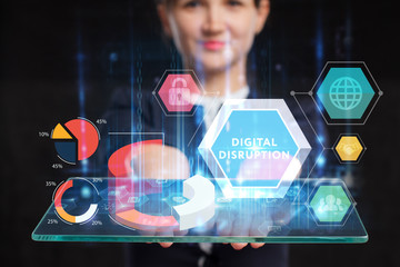 Business, Technology, Internet and network concept. Young businessman working on a virtual screen...