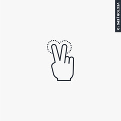 Two fingers tapping on screen, linear style sign for mobile concept and web design