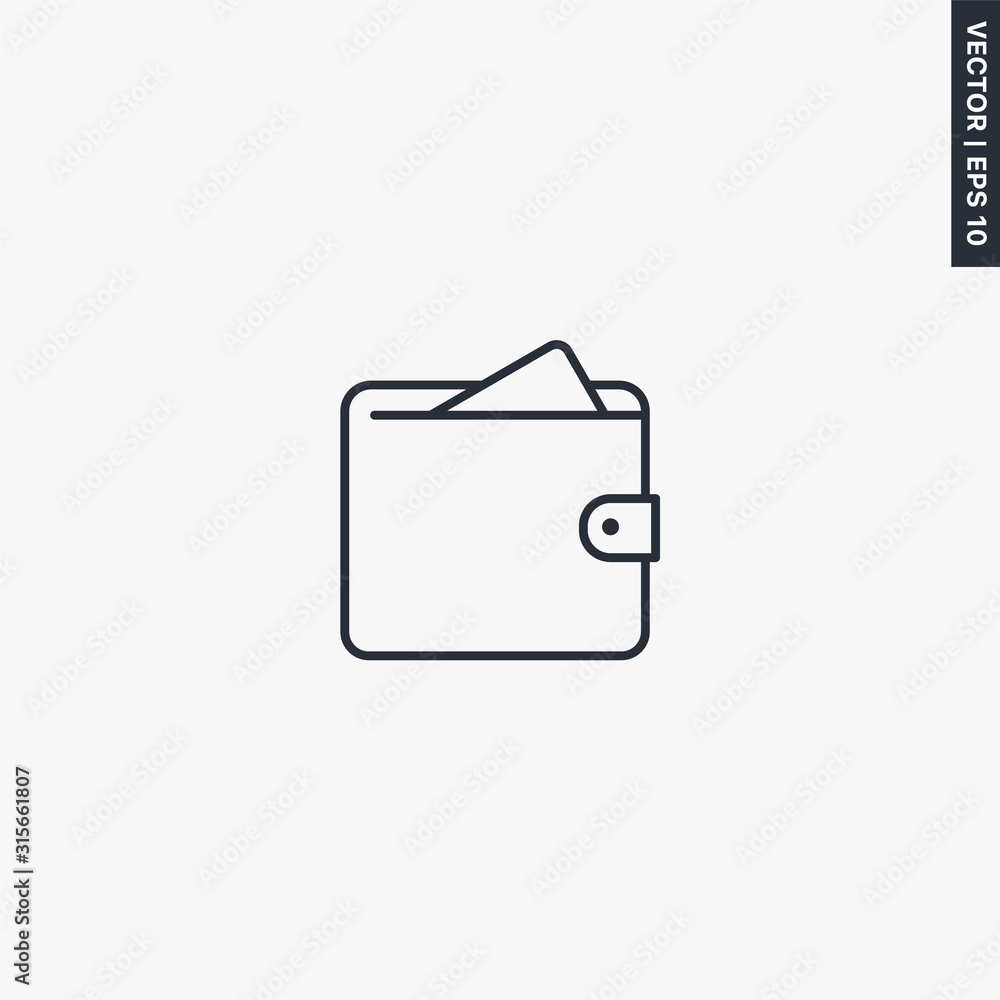 Poster wallet icon, linear style sign for mobile concept and web design