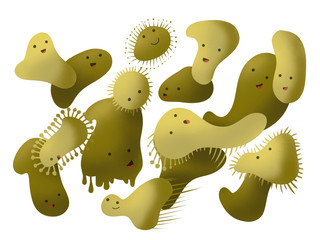 Bakterien und Viren Cartoon