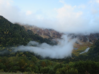 上高地　岳沢　紅葉　秋　