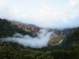 上高地　岳沢　紅葉　秋　