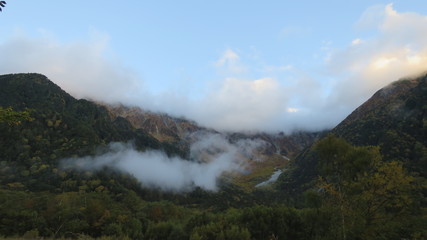 上高地　岳沢　紅葉　秋　