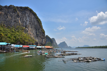boats in bay Panyi Thailand