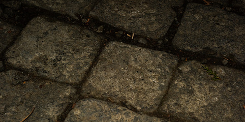 Obraz premium Horizontal background with antique pavers in the dark
