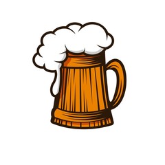 medieval wooden glass of beer for party vector illustration design