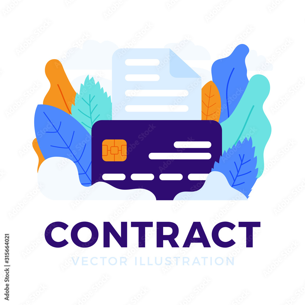 Poster bank document with credit card vector stock illustration isolated for landing page or presentation. 