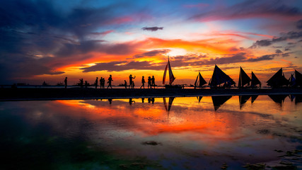 Boracay Island in the Philippines stunning Sunset  - obrazy, fototapety, plakaty
