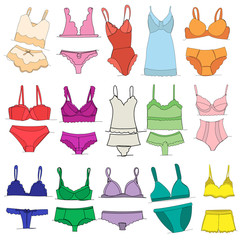 isolated, continuous line briefs and bra set