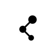Share icon in black flat style. Connect solid symbol isolated on white background. Network icon for graphic design