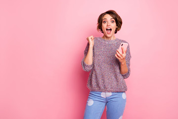 Portrait of her she nice attractive lovely charming cute overjoyed cheerful cheery glad excited...