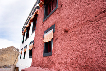 Inside interior and architect of Thiksey monastery and Namgyal Tsemo Gompa at Leh Ladakh Village while winter season in Jammu and Kashmir, India