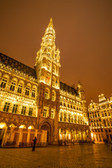 Fototapeta na wymiar Brussels Grand place at night, Belgium