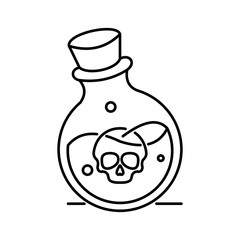 Poison bottle icon. Outline thin line flat illustration. Isolated on white background. 