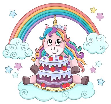 Unicorn with cake theme image 2