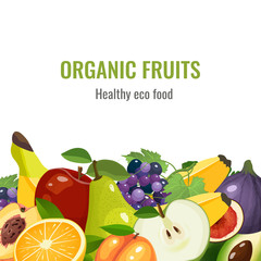 Fresh healthy fruits and berries vector illustration