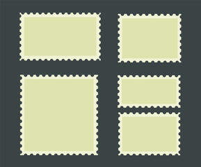 Postage stamps frames. Blank postage stamps in different size. Vector postage stamps