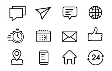 Collection of social media related line icons. vector icons