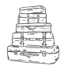 Traveling with suitcases cartoon different sizes