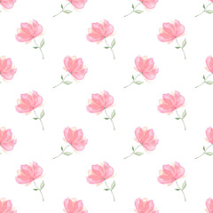 Seamless watercolor floral pattern on a white background