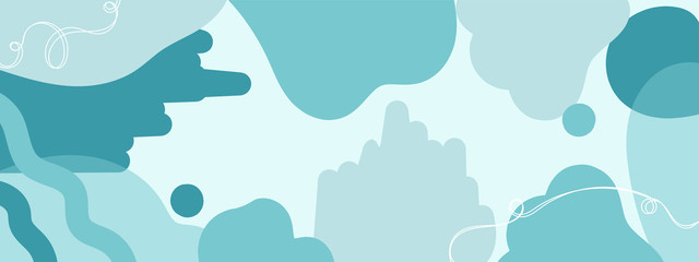 Horizontal abstract banner background in modern colors, in popular flat art style