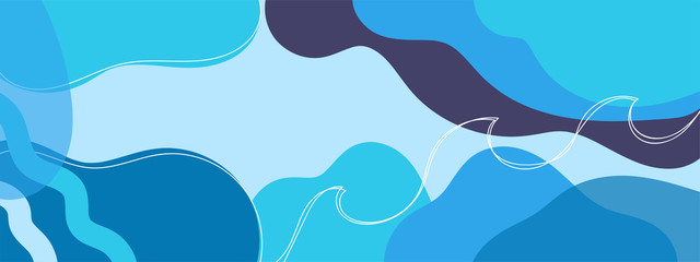 Horizontal abstract banner background in modern colors, in popular flat art style