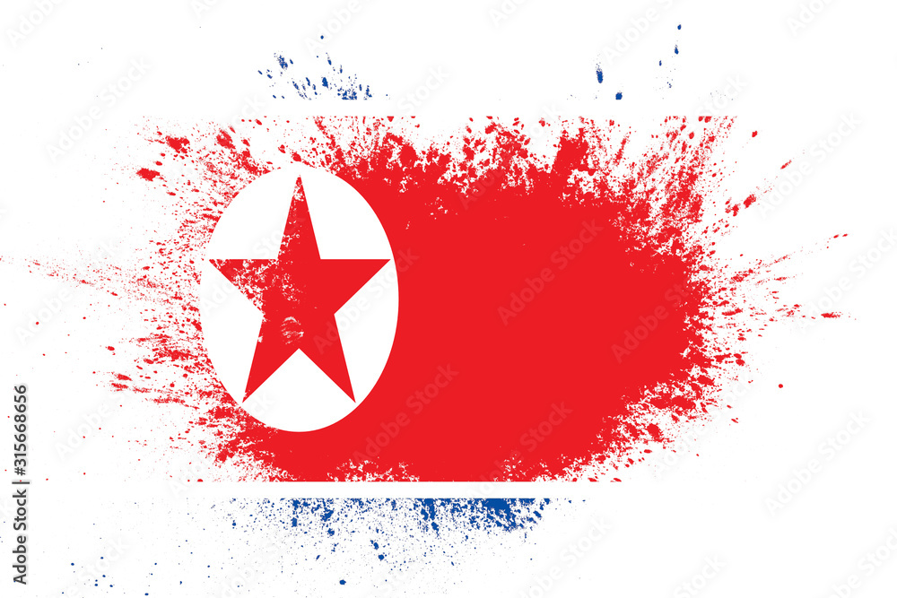Poster flag of north korea with texture. template for design