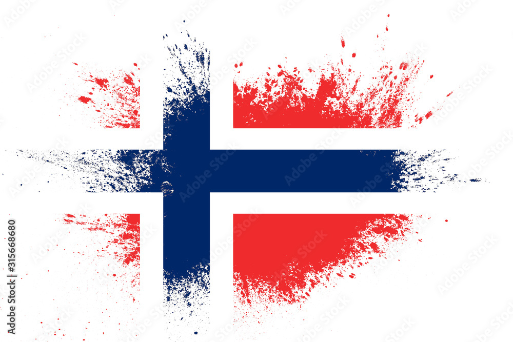 Poster flag of norway with texture. template for design