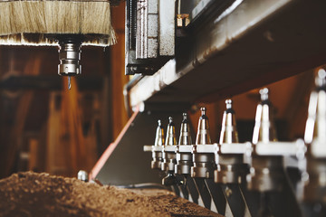 Machine working cnc, woodworking tool, computer numerical control.