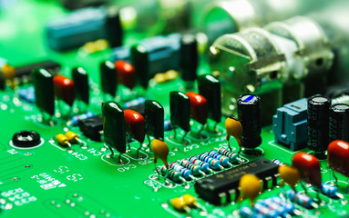  Closeup on Electronic device and electronic board, background