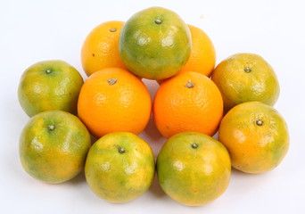 Orange fruits isolated on white background 