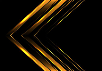 Abstract gold arrow direction on black luxury design modern futuristic background vector illustration.